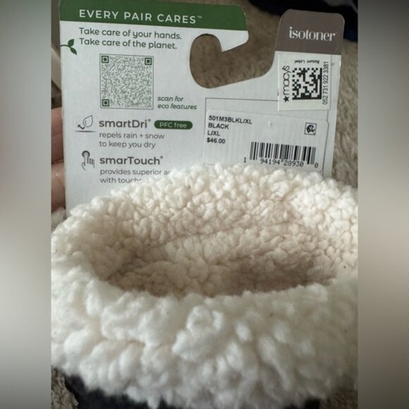 Isotonor smartDri Black Gloves with White Cuff - Picture 2 of 2